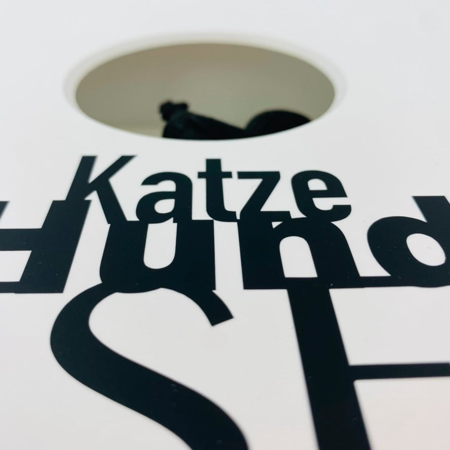 Bremer Stadtmusikanten (3D-Bild) – Krähender Hahn in typografischer Räuberleiter, Geschenk für Märchenliebhaber
