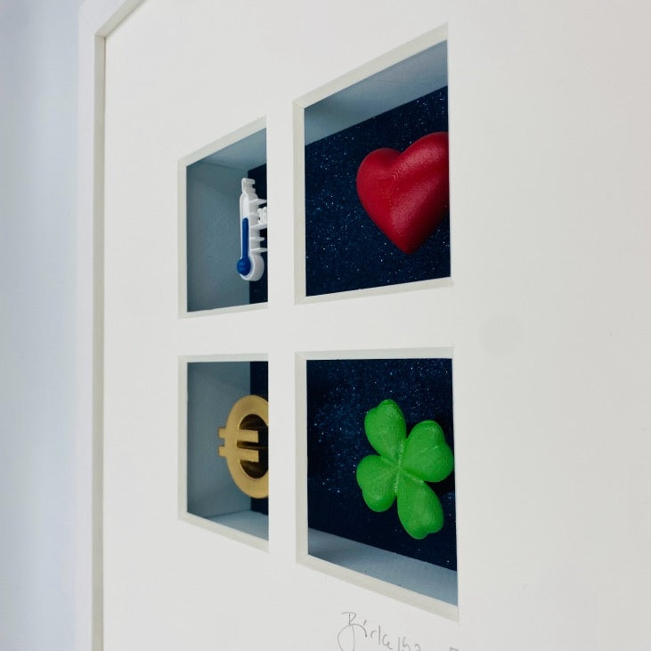 3D-Objektbild 'Gesundheit, Liebe, Wohlstand & Glück', Detailansicht Icons