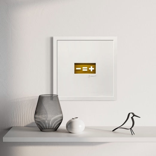 3D-Wandbild 'Weniger ist mehr' im Wohnraum, 35x35x7,5 cm