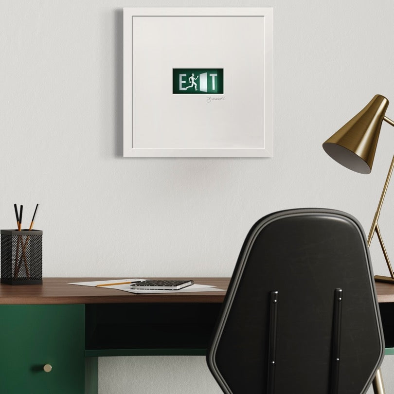 3D-Wandbild 'Exit' im Wohnraum, 35x35x7,5 cm