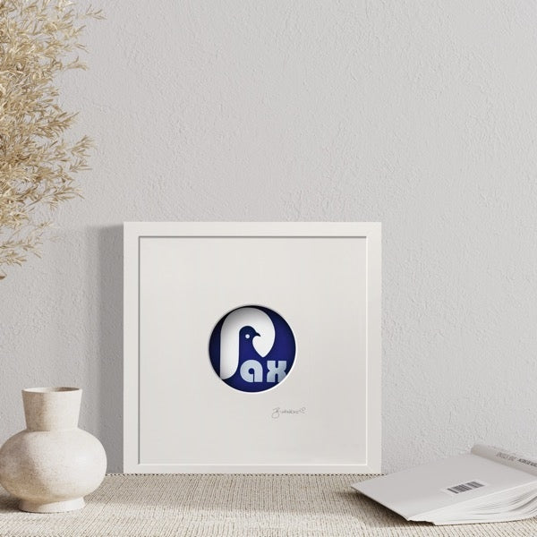 3D-Wandbild 'PAX' im Wohnraum, 35x35x7,5 cm
