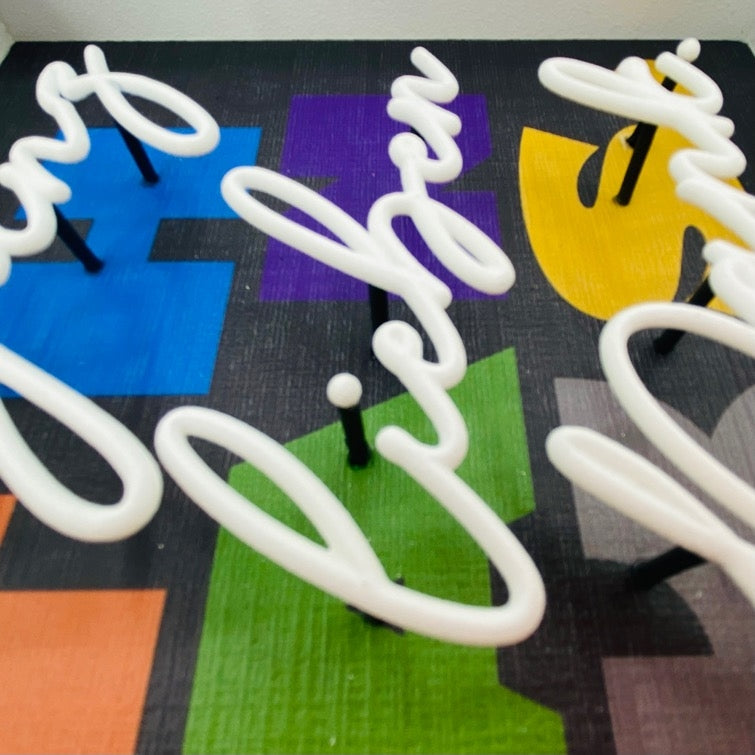3D-Objektbild 'Ganz lieben Dank', Detailansicht Typografie