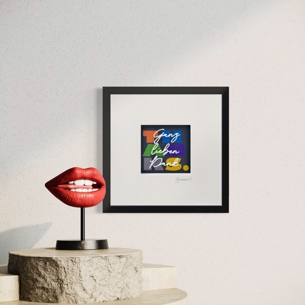 3D-Wandbild 'Ganz lieben Dank' im Wohnraum, 35x35x7,5 cm