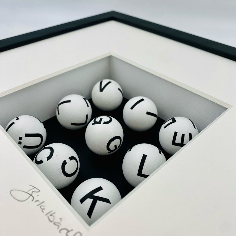 3D-Objektbild 'Viel Glück', Detailansicht Lotteriekugeln