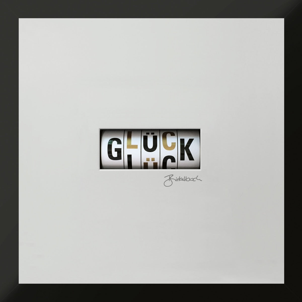 Glückwunschgeschenk 3D-Objektbild 'Glück' mit rotierender Trommel-Typografie