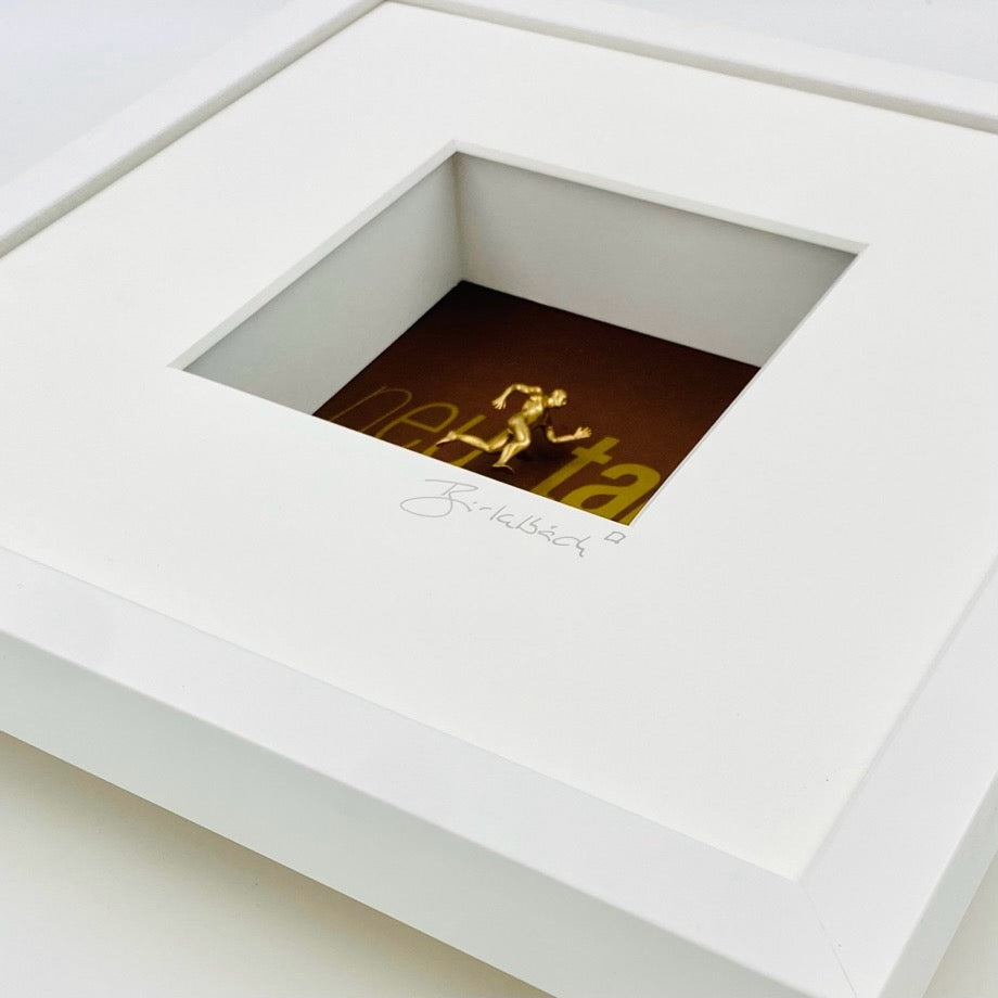 3D-Objektbild 'Neustart', Detailansicht Typografie