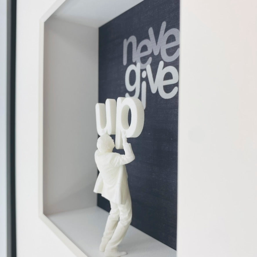 Never Give Up – 3D-Objektbild als Motivationsgeschenk