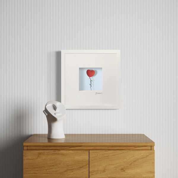 3D-Wandbild 'I Love You' im Wohnraum, 35x35x7,5 cm