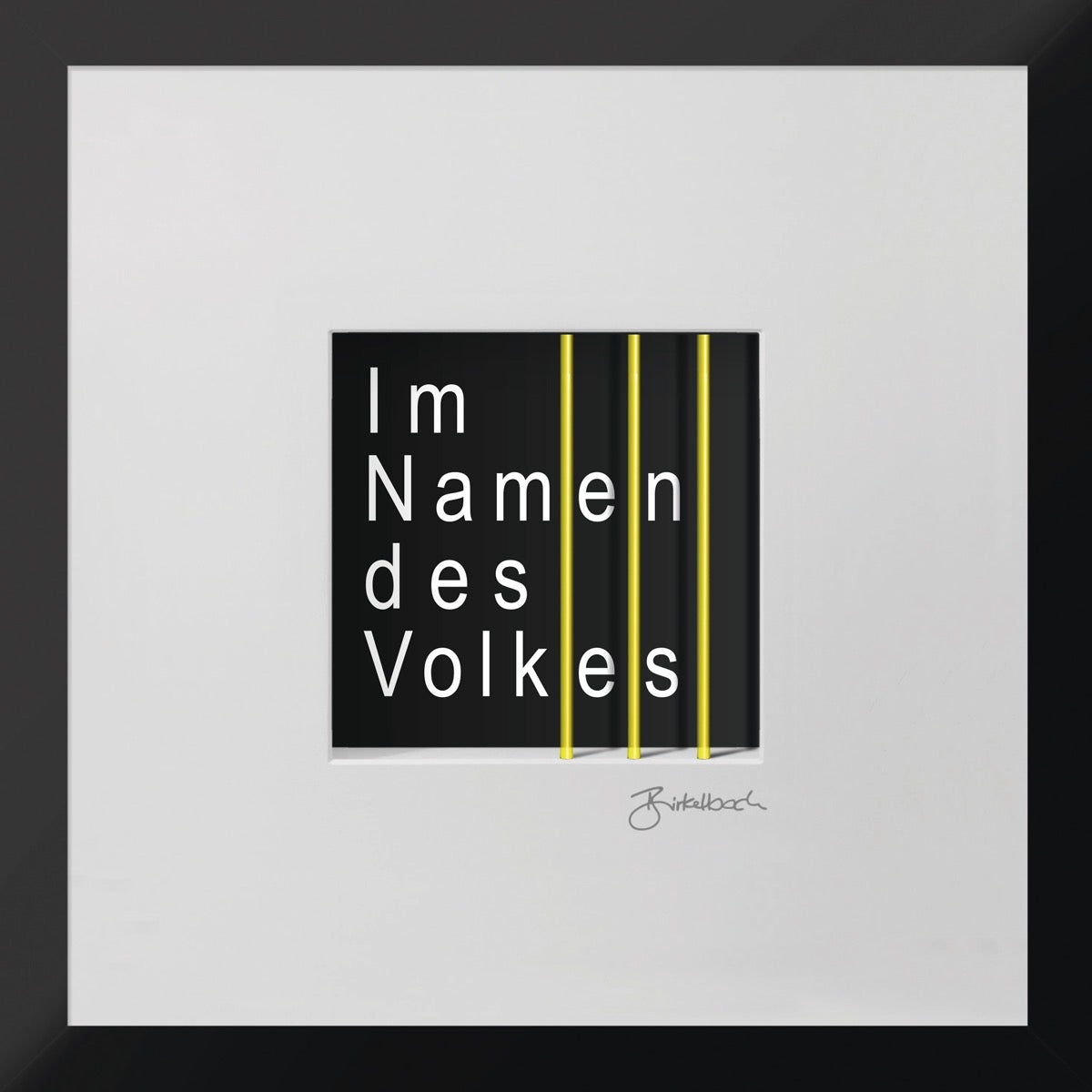Geschenk 3D-Objektbild 'Im Namen des Volkes' mit Gitterstab-Typografie