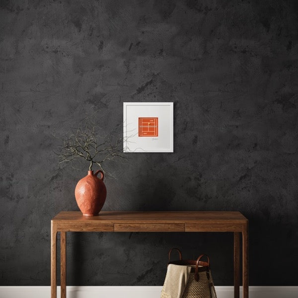 3D-Wandbild 'Love Love Tennis' im Wohnraum, 35x35x7,5 cm