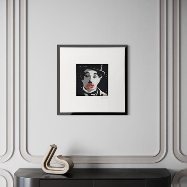 3D-Wandbild 'Charlie Chaplin' im Wohnraum, 65x65x9 cm