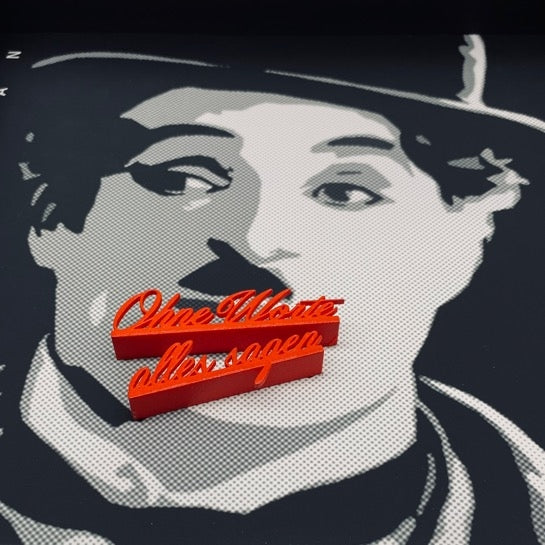 3D-Objektbild 'Charlie Chaplin', Detailansicht Portrait