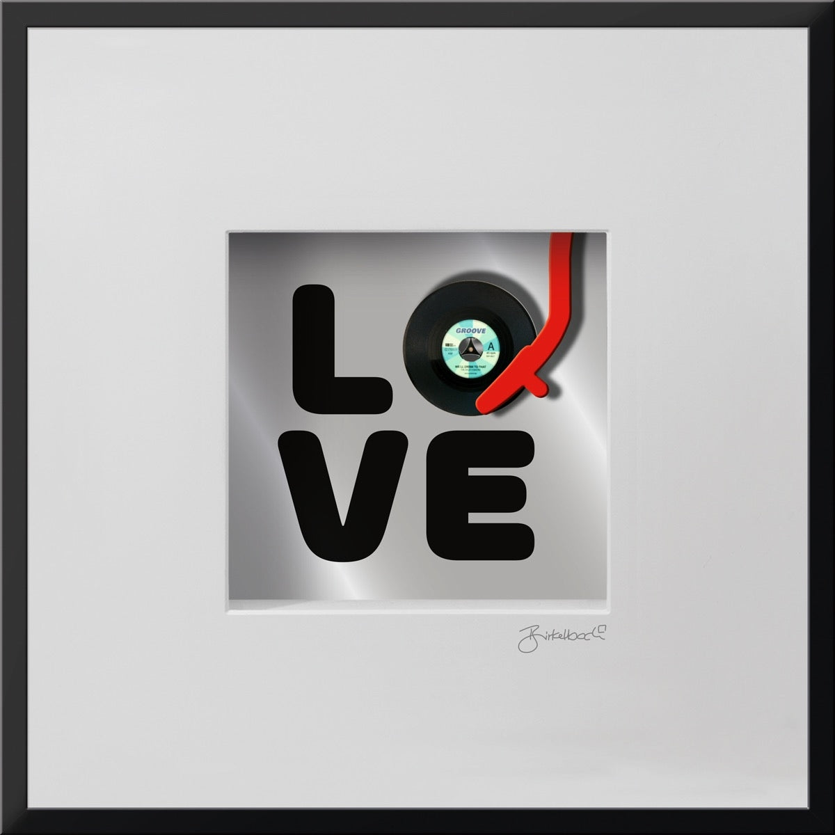 I Love Vinyl – 3D-Objektbild – Hochwertiges Geschenk für Plattenliebhaber