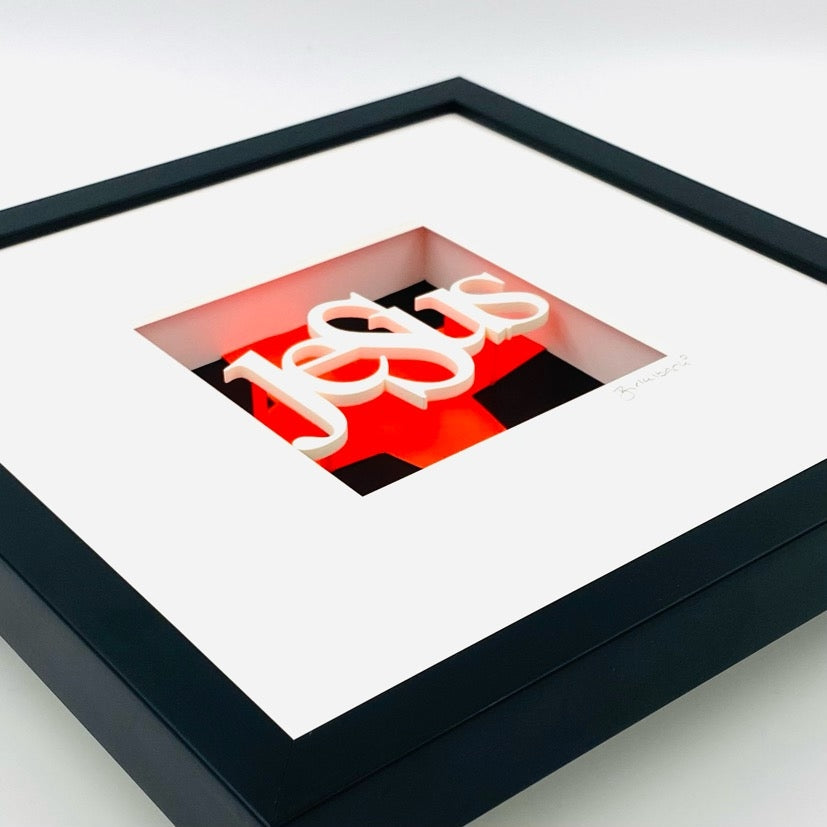 3D-Wandbild 'Jesus am Kreuz', Seitenansicht mit Tiefenwirkung