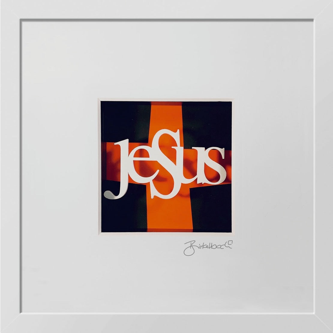 Geschenk 3D-Objektbild 'Jesus am Kreuz' mit fluoreszierendem Kreuz-Motiv
