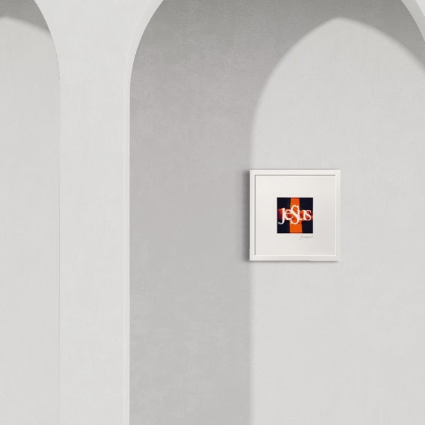 3D-Wandbild 'Jesus am Kreuz' im Wohnraum, 35x35x7,5 cm