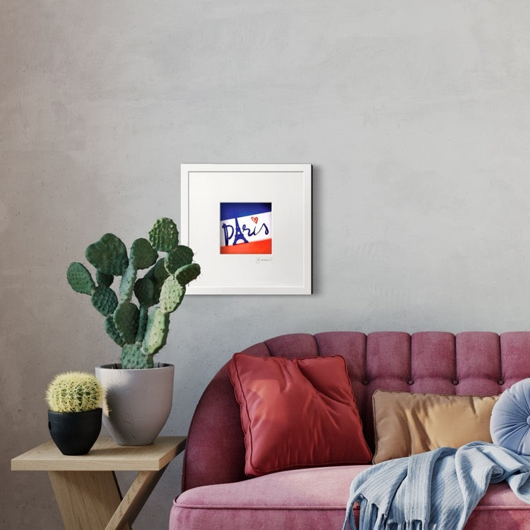 3D-Wandbild 'Paris' im Wohnraum, 35x35x7,5 cm