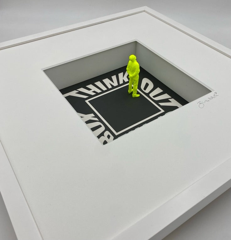 3D-Wandbild 'Think Out of the Box', Seitenansicht mit Tiefenwirkung