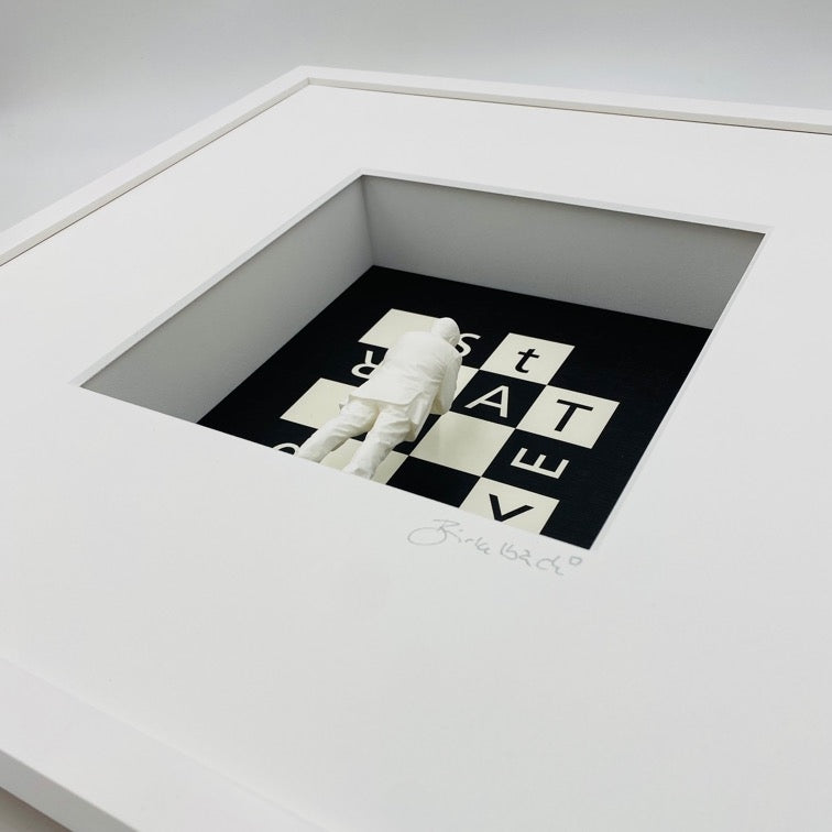 3D-Wandbild 'Strategy', Seitenansicht mit Tiefenwirkung