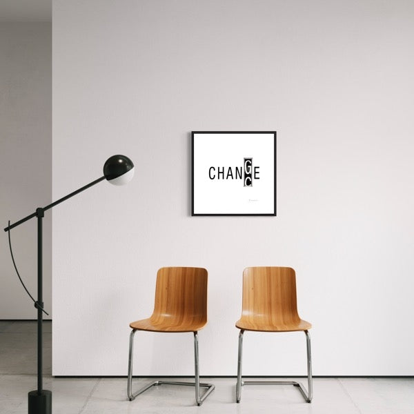 3D-Wandbild 'Change als Chance' im Wohnraum