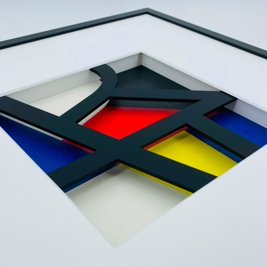 3D-Objektbild 'Mondrian Art', Detailansicht Typografie