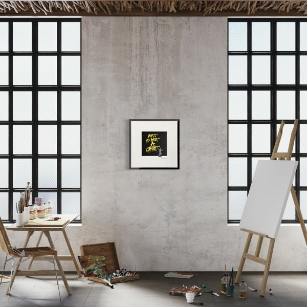 3D-Wandbild 'Art is Not a Crime' im Wohnraum