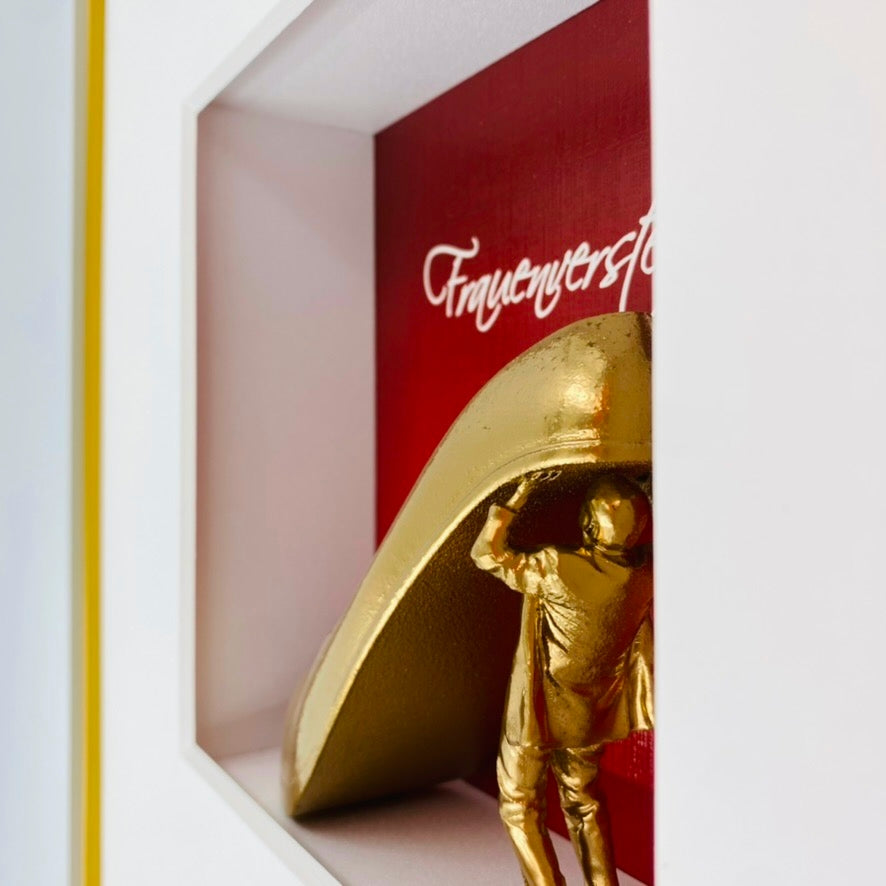 3D-Objektbild 'Frauenversteher', Detailansicht Typografie