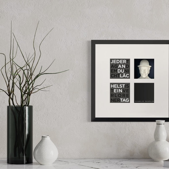 3D-Wandbild 'Charlie Chaplin' im Wohnraum