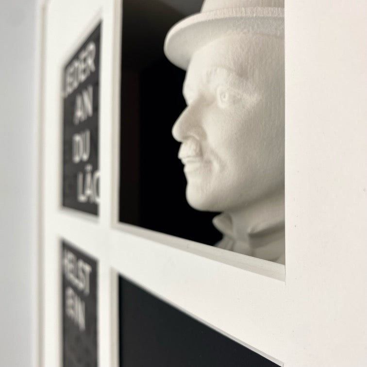 3D-Objektbild 'Charlie Chaplin', Detailansicht Gipsbüste