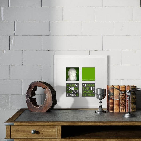 3D-Wandbild 'Charles Darwin' im Wohnraum