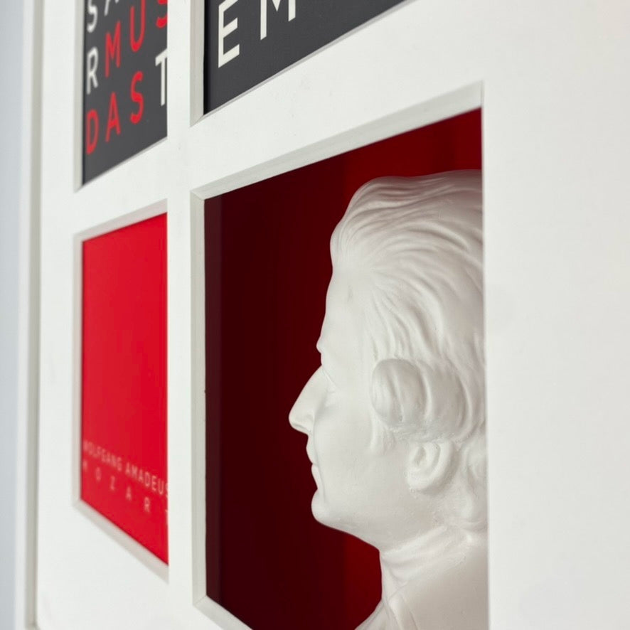 3D-Objektbild 'Wolfgang Amadeus Mozart', Detailansicht Gipsbüste