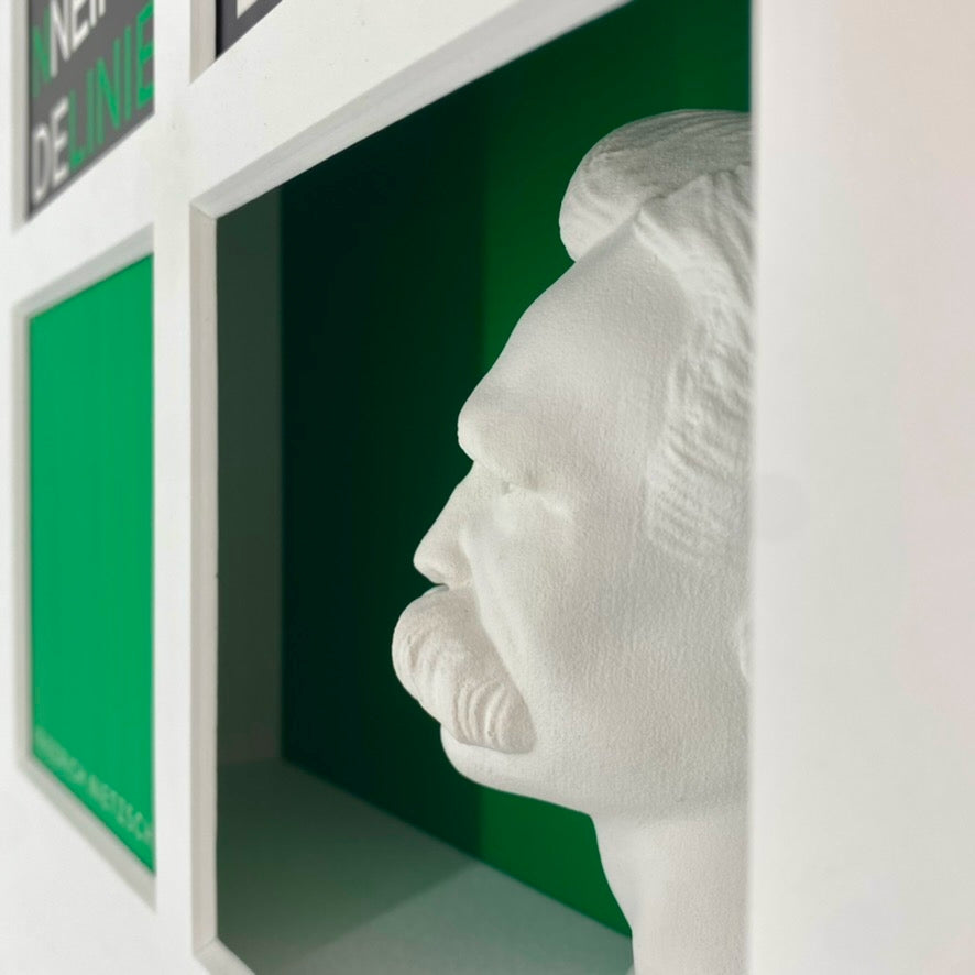 3D-Objektbild 'Friedrich Nietzsche', Detailansicht Gipsbüste