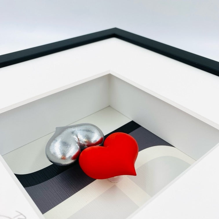 Ja-Wort – 3D-Objektbild – Zwei Herzen & Kuss – Romantisches Hochzeitsgeschenk
