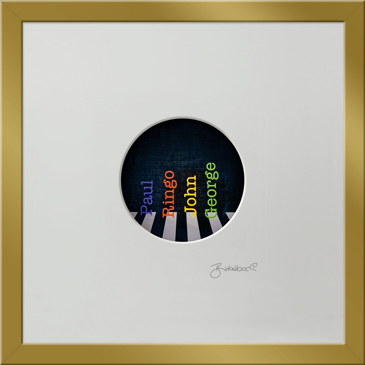 Geschenk 3D-Objektbild 'Beatles Abbey Road', Rahmen Gold