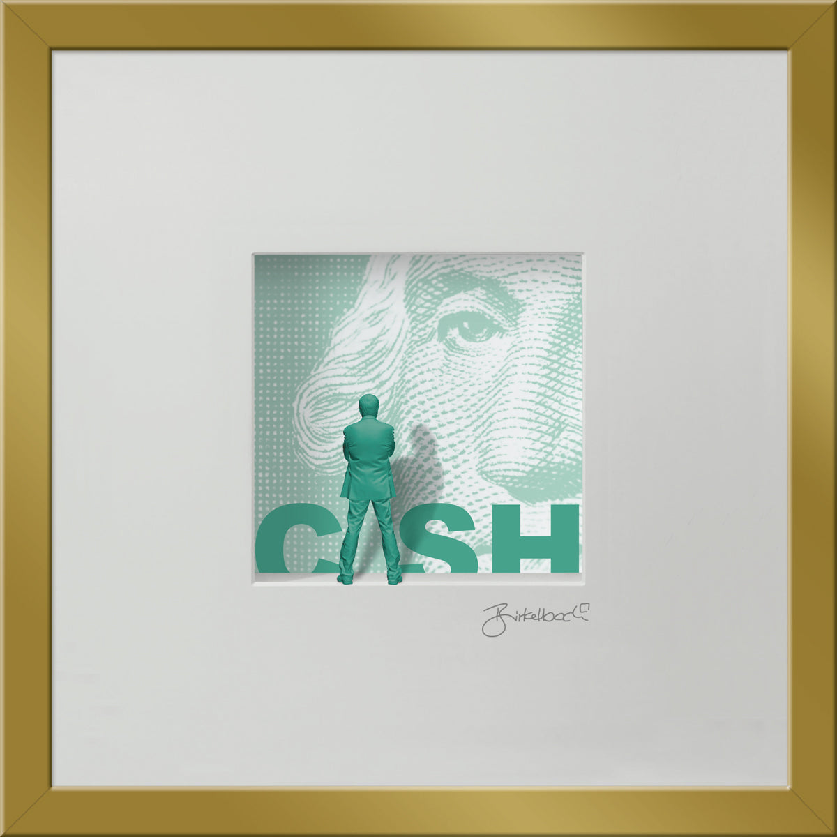 Geschenk 3D-Objektbild 'Cash', Rahmen Gold