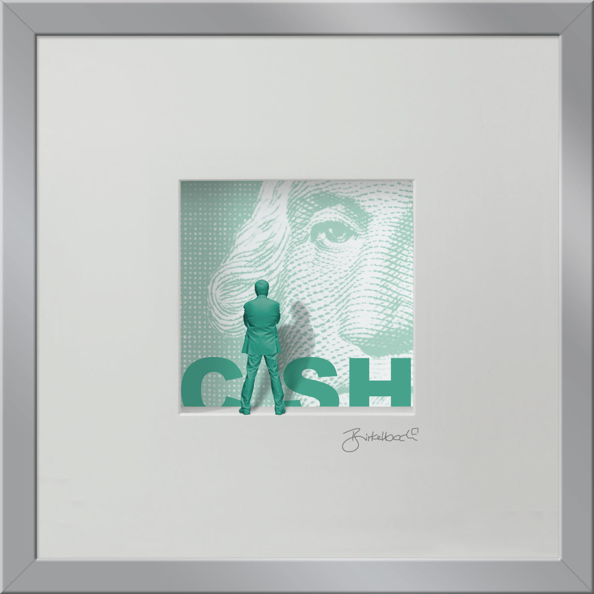 Geschenk 3D-Objektbild 'Cash', Rahmen Silber