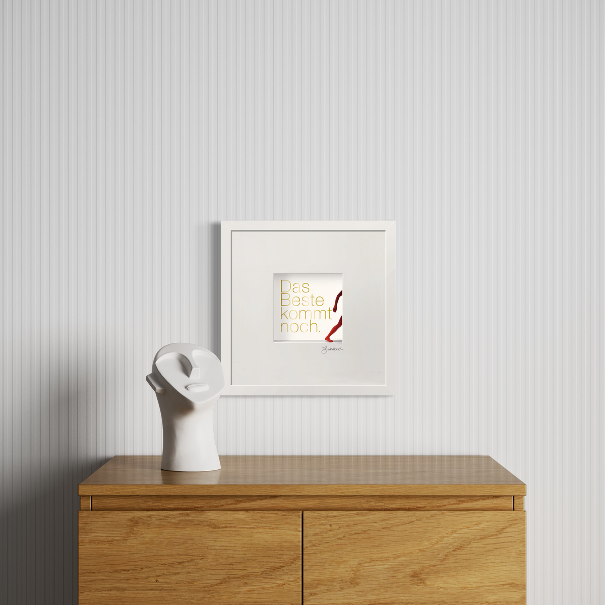 3D-Wandbild 'Das Beste kommt noch' im Wohnraum