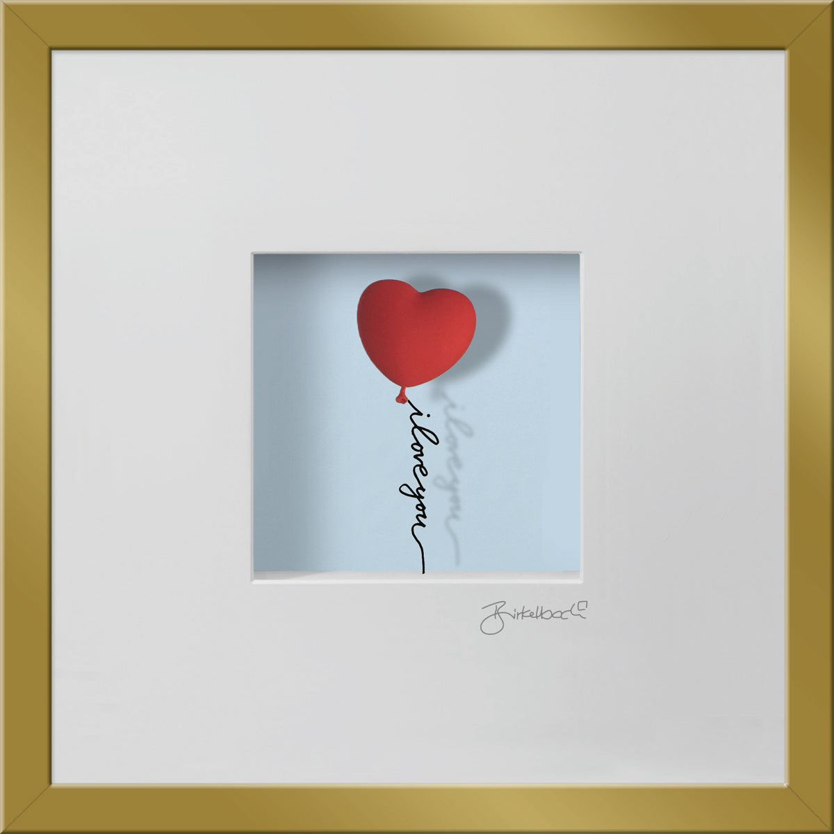 Liebesgeschenk 3D-Objektbild 'I Love You', Rahmen Gold