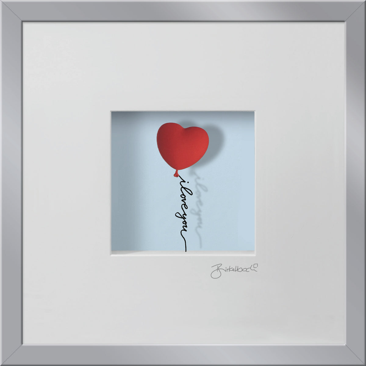 Liebesgeschenk 3D-Objektbild 'I Love You', Rahmen Silber