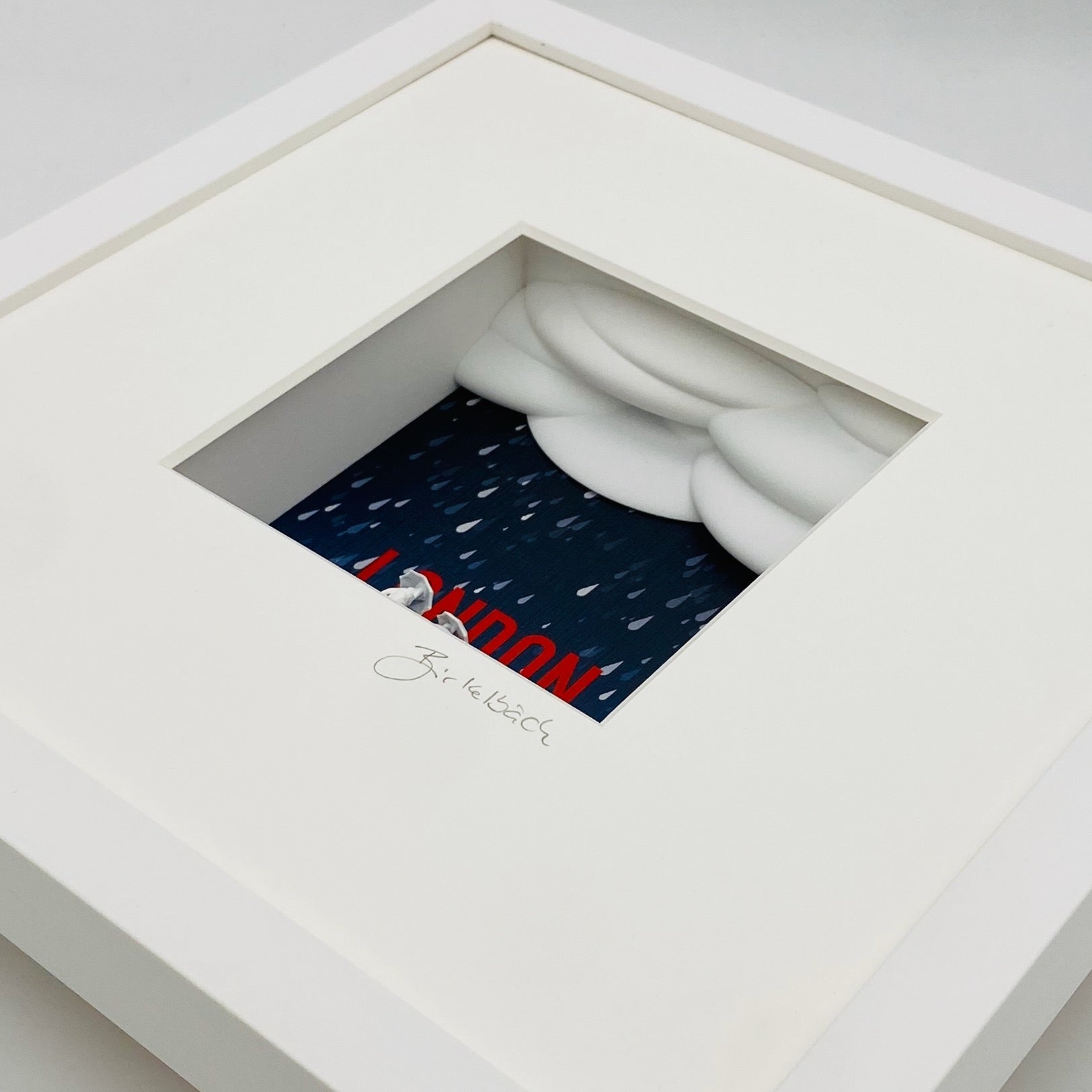 London-Doppeldeckerbus im Regen - 3D-Bild