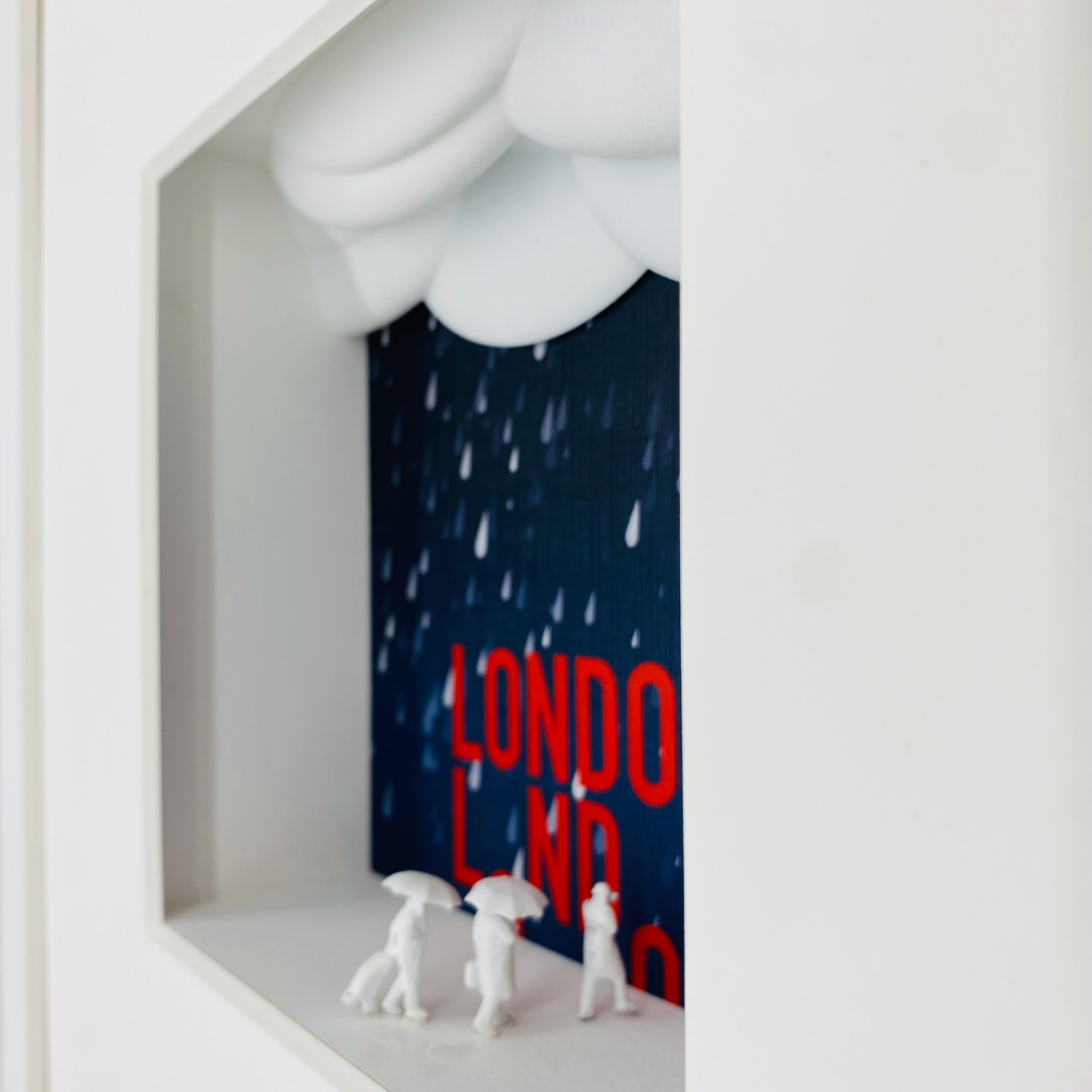 London-Doppeldeckerbus im Regen - 3D-Bild