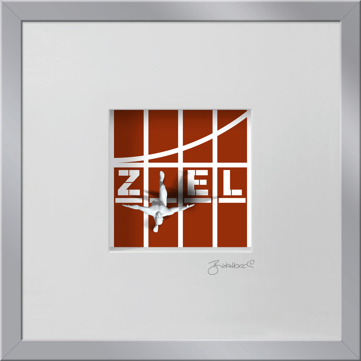 3D-Objektbild 'Im Ziel', große Ausführung 65x65x9 cm, Ansicht 2