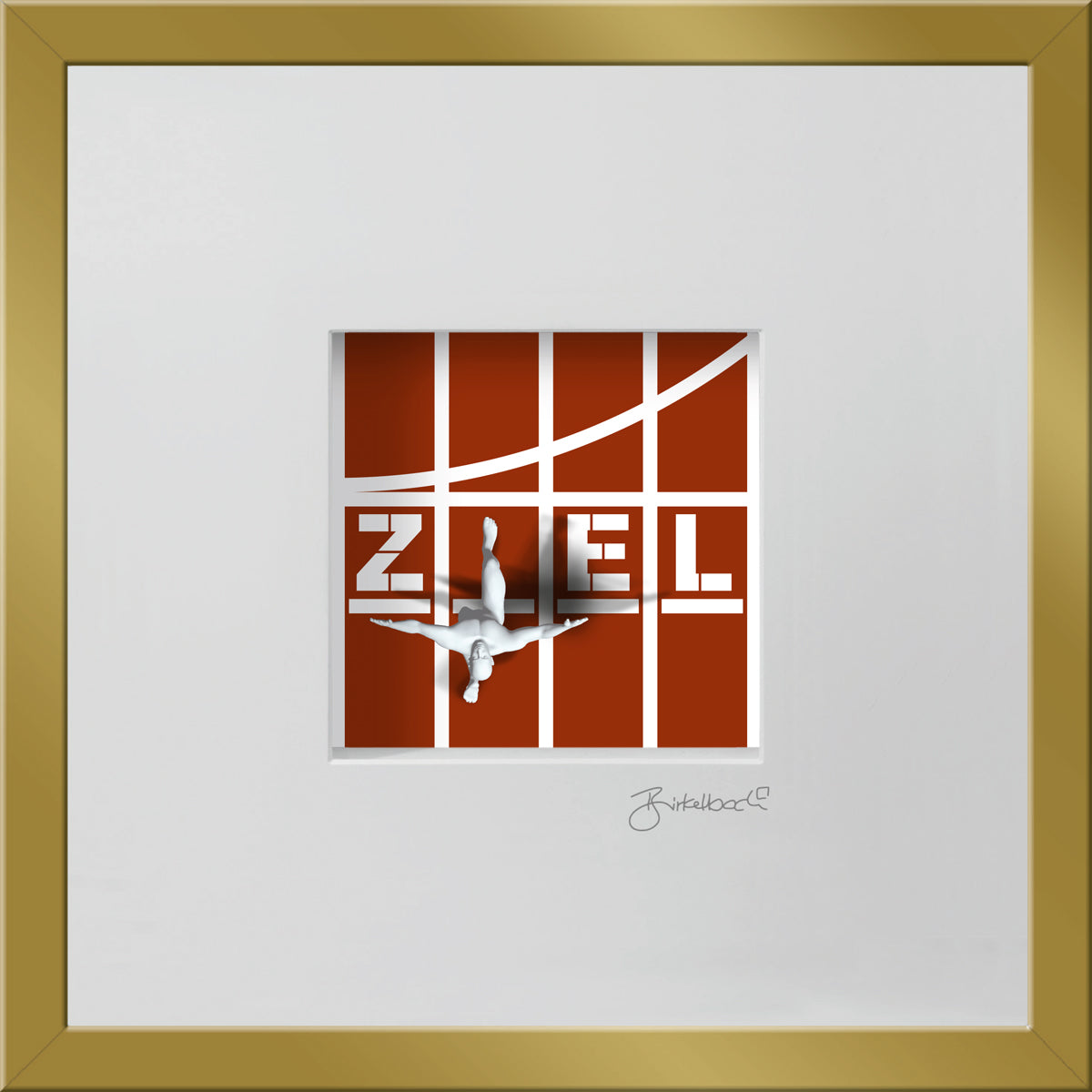 3D-Objektbild 'Im Ziel', große Ausführung 65x65x9 cm, Ansicht 1
