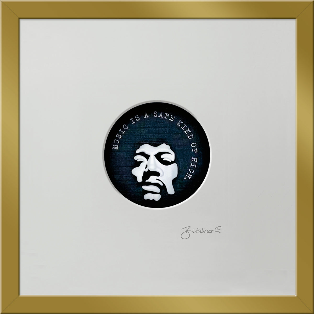 Geschenk 3D-Objektbild 'Jimi Hendrix', Rahmen Gold