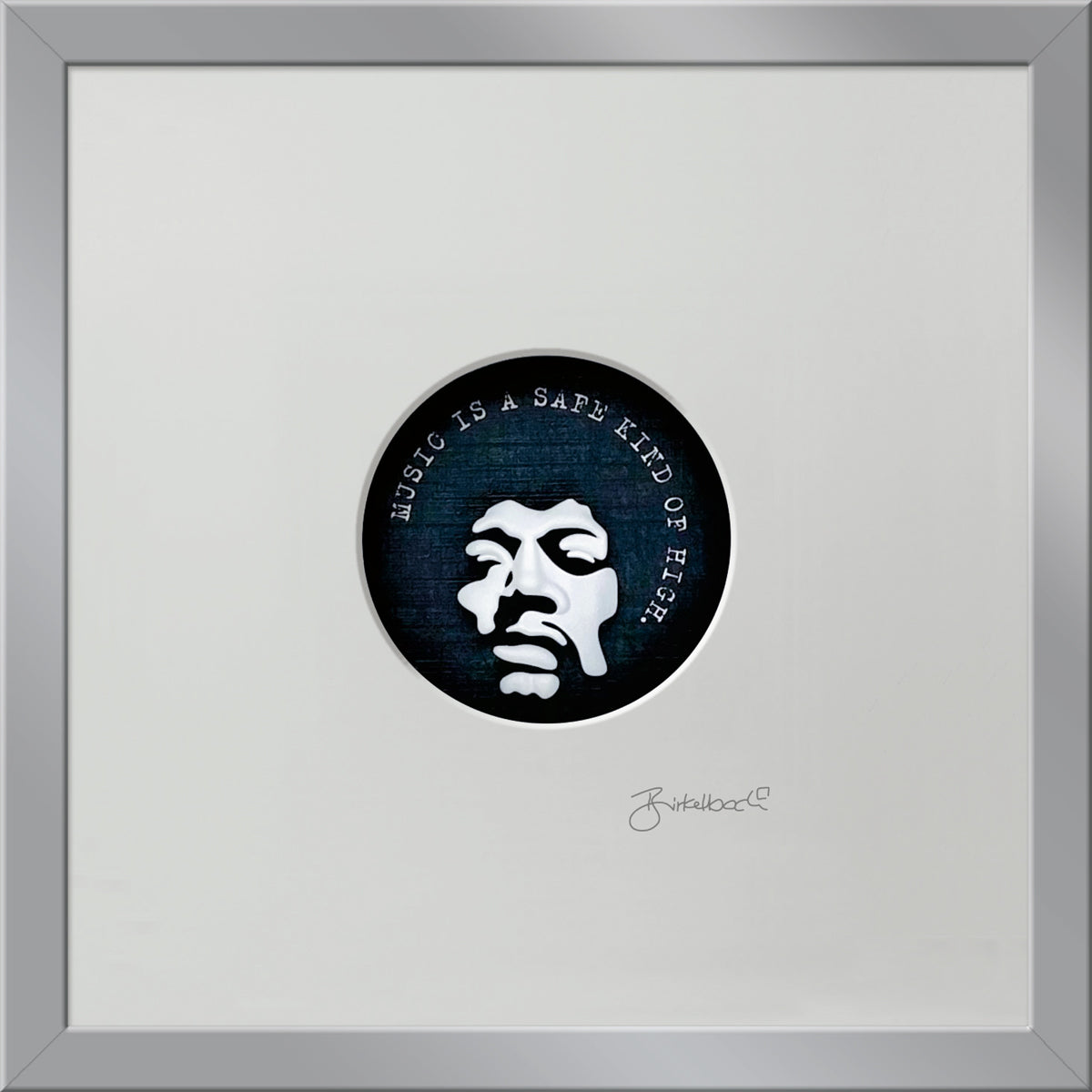 Geschenk 3D-Objektbild 'Jimi Hendrix', Rahmen Silber