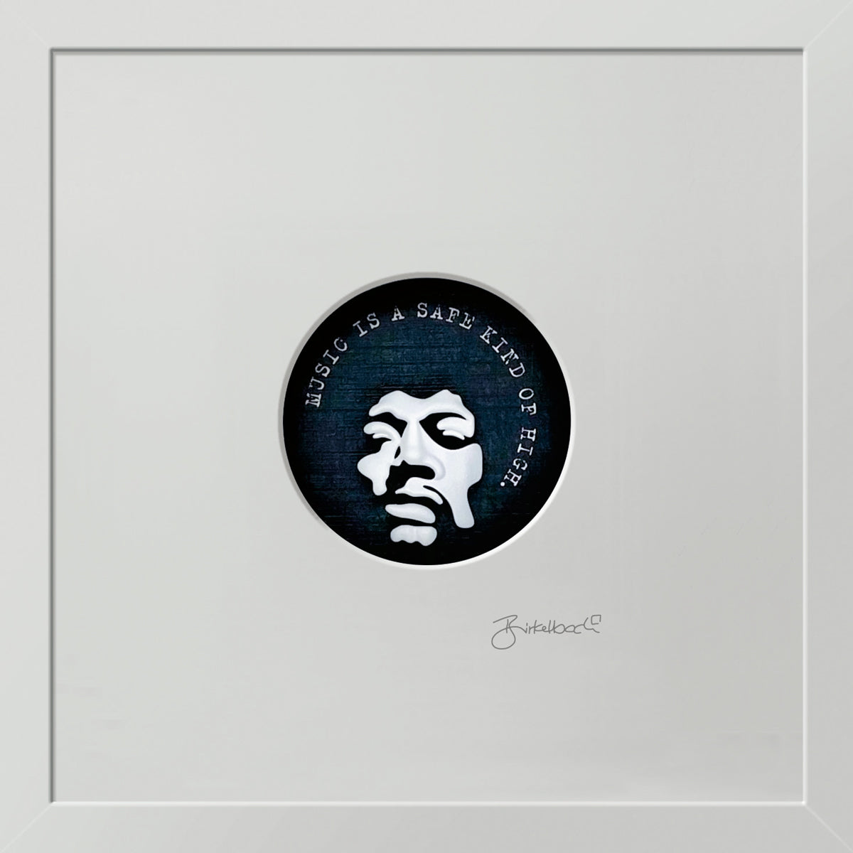 Geschenk 3D-Objektbild 'Jimi Hendrix', Rahmen Weiß