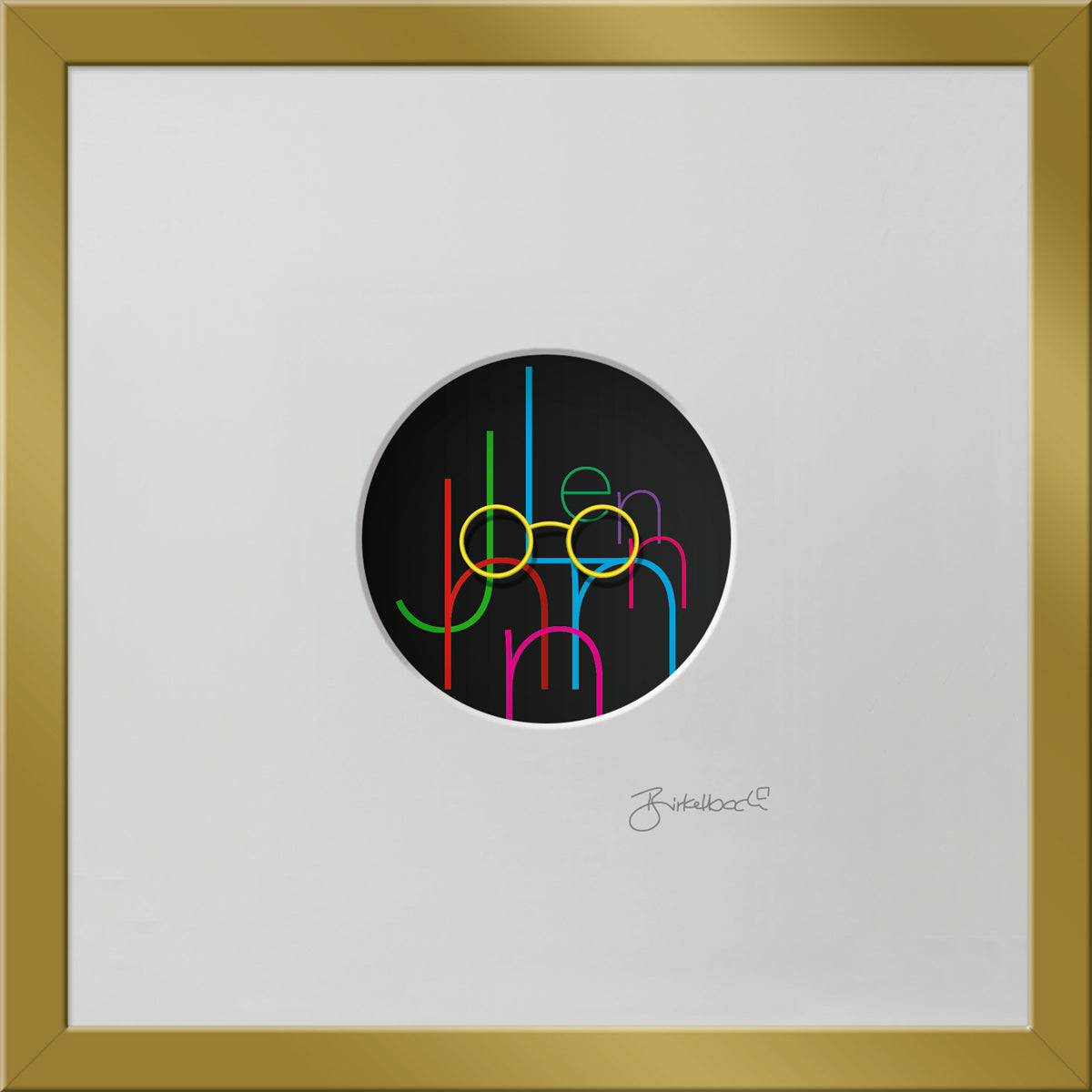Geschenk 3D-Objektbild 'John Lennon', Rahmen Gold