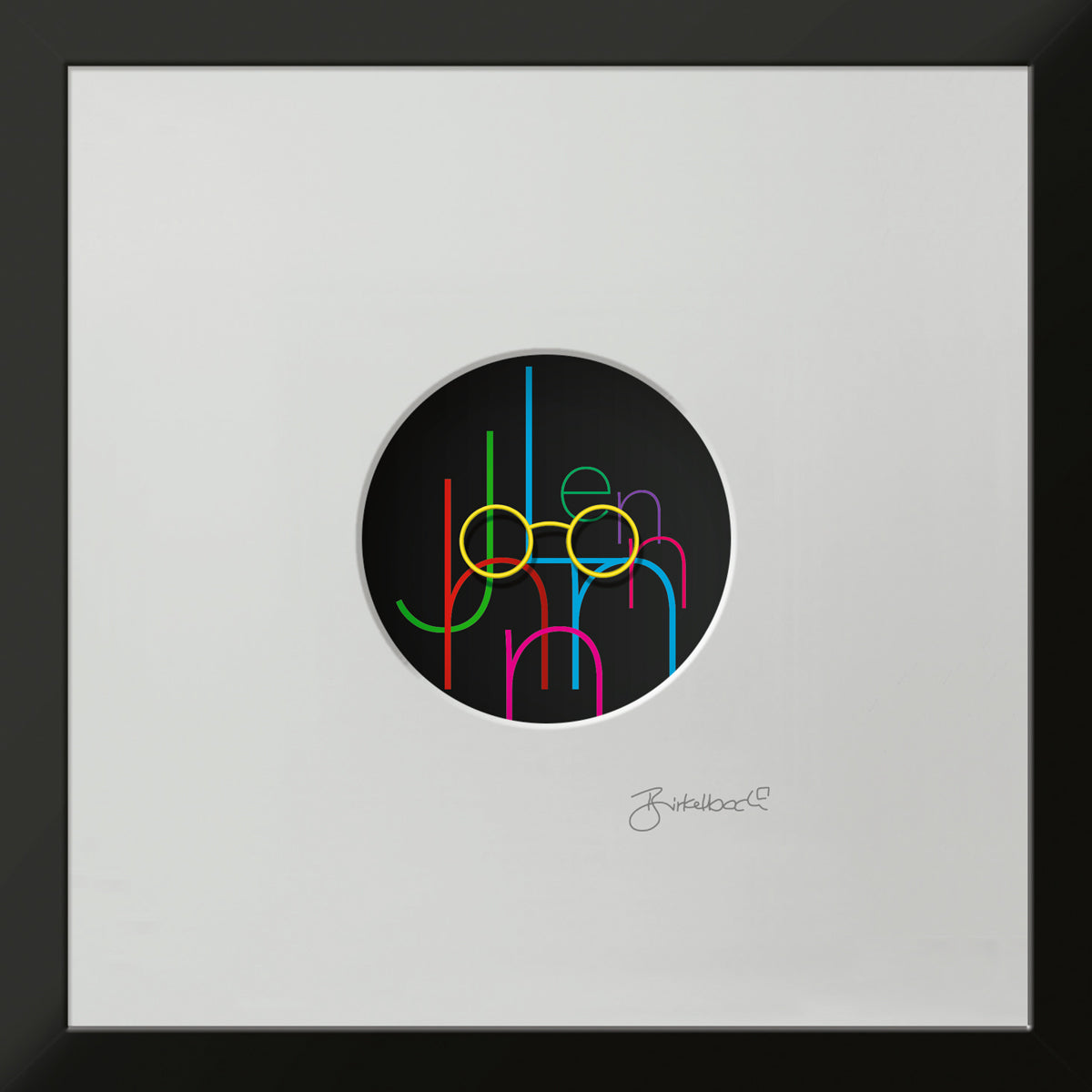 Geschenk 3D-Objektbild 'John Lennon', Rahmen Schwarz