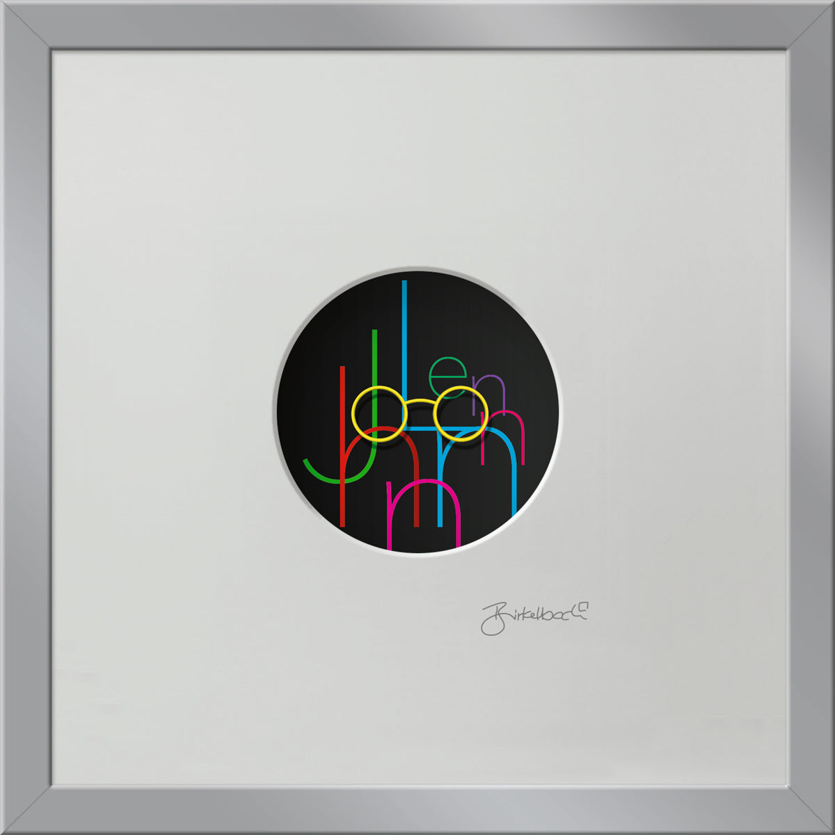 Geschenk 3D-Objektbild 'John Lennon', Rahmen Silber