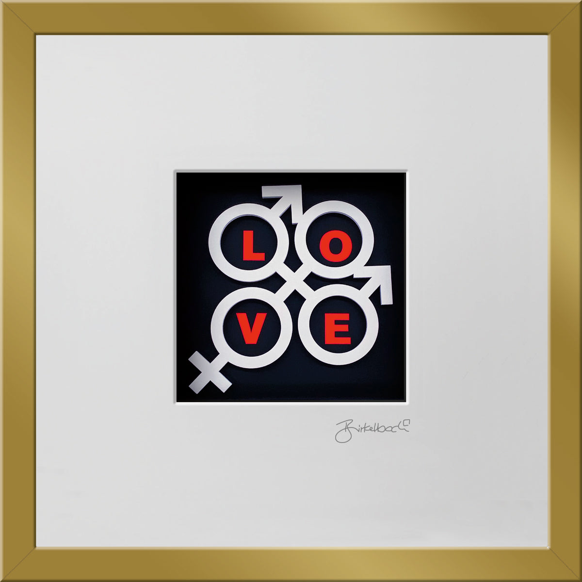 Geschenk 3D-Objektbild 'Love is Love', Rahmen Gold